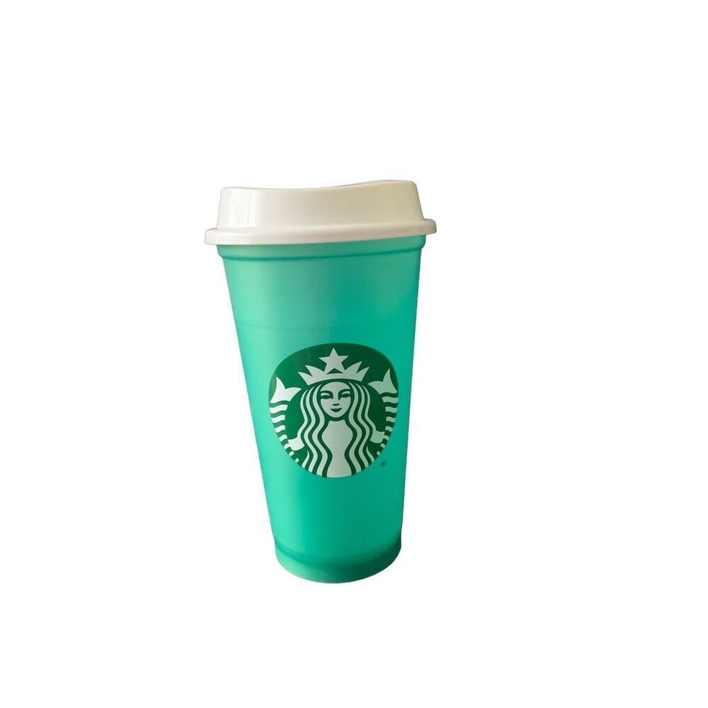 Pre Owned Starbucks 2013 Green Reusable Tumbler Siren Logo 16oz Coffee Cup Mug